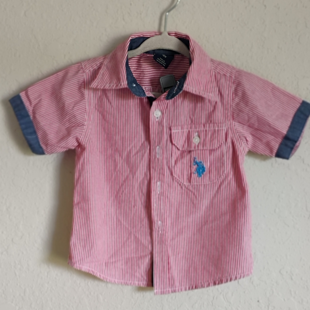 U.S. Polo Assn. Red and Blue Striped Kids Shirt